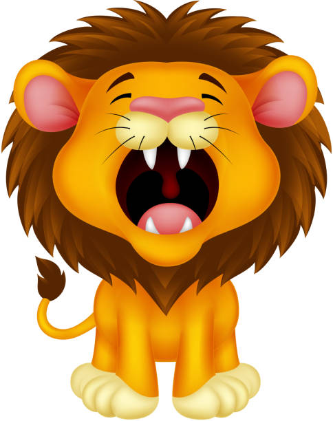 Lion Cartoon Roaring-vektorgrafik och fler bilder på Lejon - Lejon, Ryta,  Framifrån - iStock