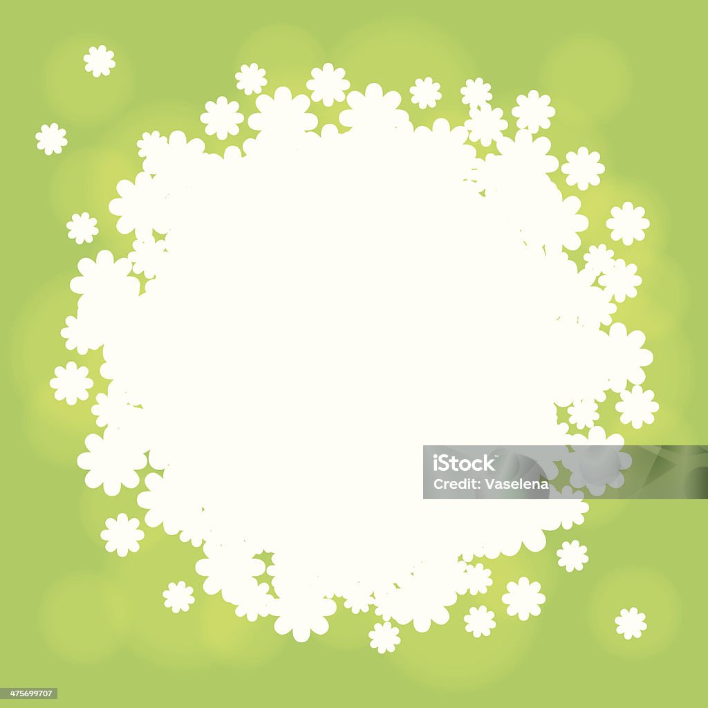 Fondo verde con flores blancas - arte vectorial de Abstracto libre de derechos