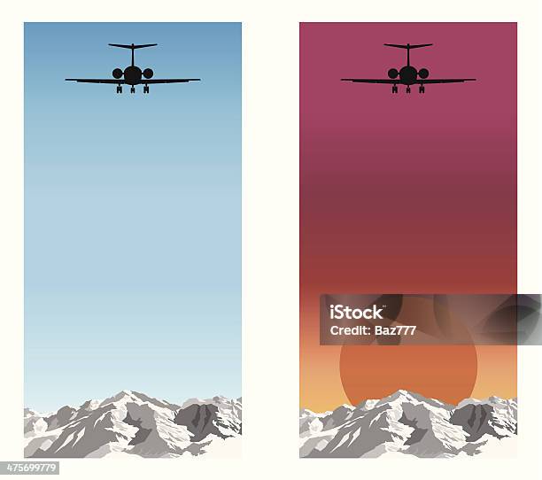 Samolot W Podróży - Stockowe grafiki wektorowe i więcej obrazów Brzask - Brzask, Dzieło artystyczne, Grafika wektorowa
