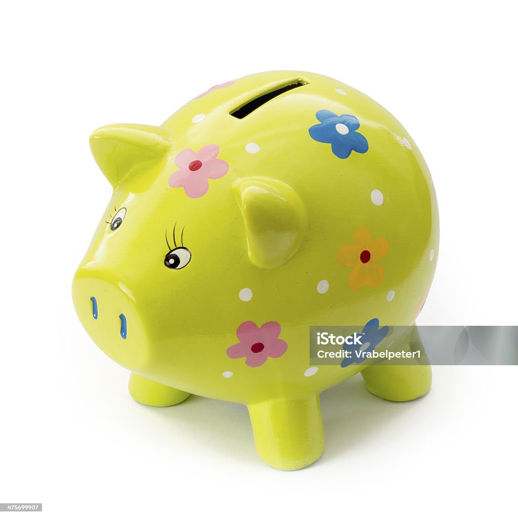 Painted ceramic piggy bank Painted ceramic piggy bank on a white background. Piggy Bank Stock Photo