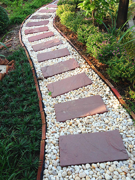 istock the tile path in a park , garden arrangement 475700471