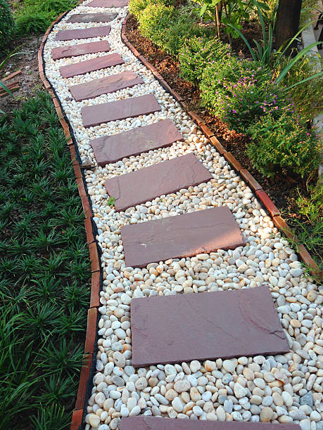 istock the tile path in a park , garden arrangement 475700765