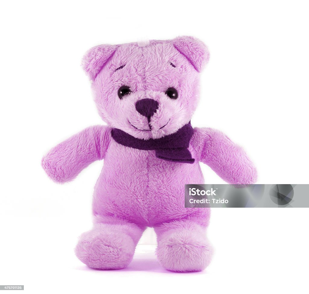 Teddy Bear Pink Color With Scarf On White Background Stock Photo ...