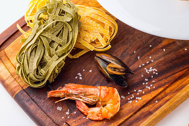 Seafood pasta stock photo