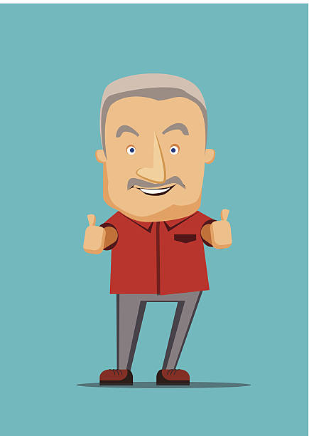 ilustraciones, imágenes clip art, dibujos animados e iconos de stock de viejo hombre dando un pulgar hacia arriba ilustración vectorial - senior adult people white background studio shot