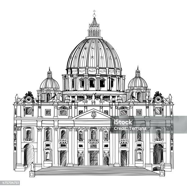 St Peters Cathedral Rome Italy Stock Illustration - Download Image Now - Vatican, Peter the Apostle, Illustration
