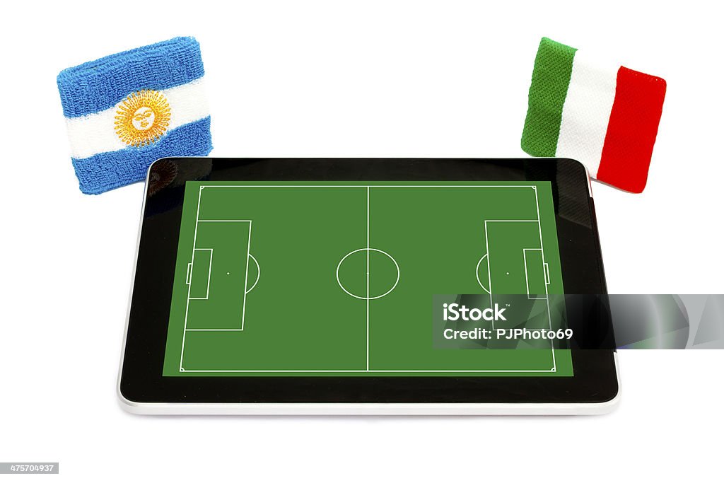 Eventos futebolísticos no Tablet Digital - Foto de stock de Argentina royalty-free