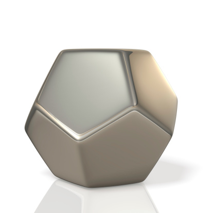 metalic polyhedron,,isolated, computer generated image,