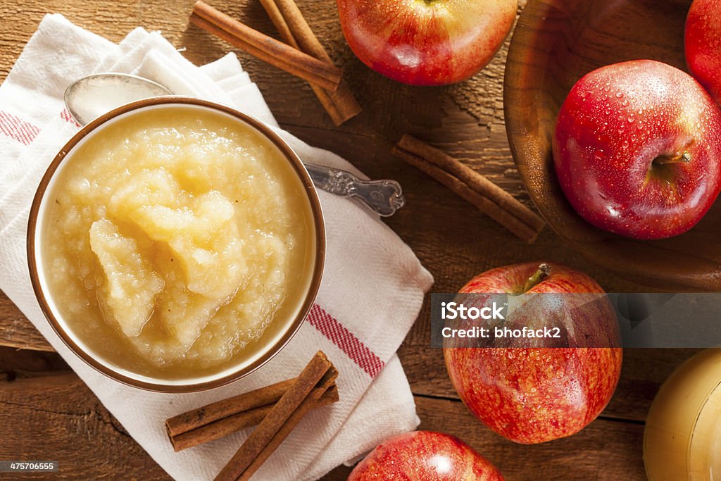 Healthy Organic Applesauce with Cinnamon Healthy Organic Applesauce with Cinnamon in a Bowl Apple - Fruit Stock Photo