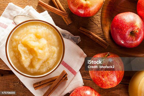 Healthy Organic Applesauce With Cinnamon Stock Photo - Download Image Now - Apple - Fruit, Apple Sauce, Pureed