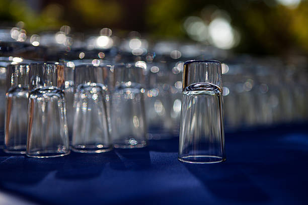 Glasses on blue stock photo