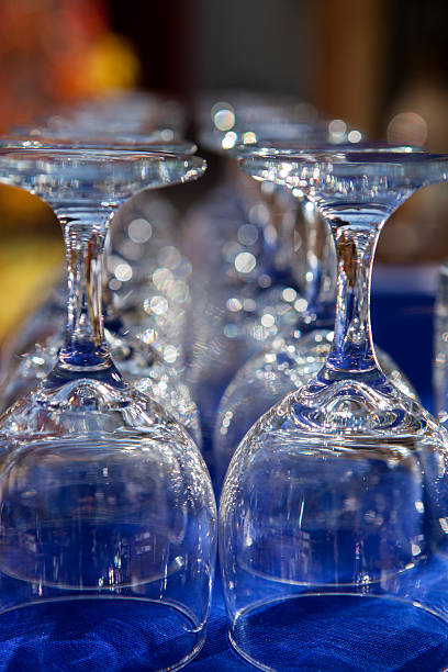 Wine glasses on blue stock photo