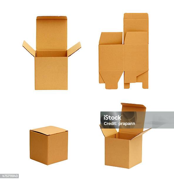 Cardboard Box Isolated On White Stock Photo - Download Image Now - Activity, Beige, Boarded Up