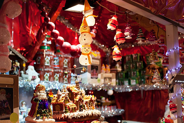 christmas market decoration for sale on christmas market magical equipment stock pictures, royalty-free photos & images