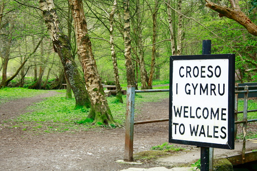 From Shropshire one can walk into Wales past this sign in the woods