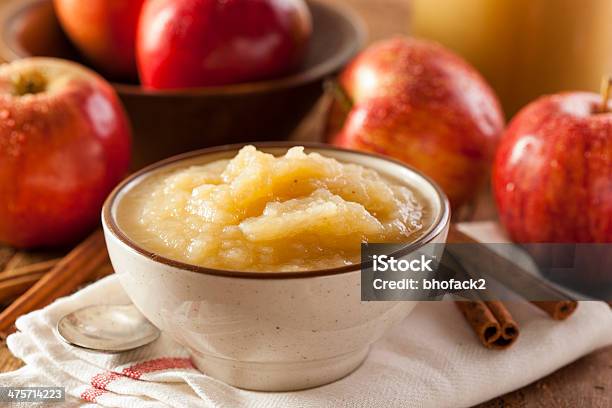Healthy Organic Applesauce With Cinnamon Stock Photo - Download Image Now - Apple Sauce, Compote, Apple - Fruit
