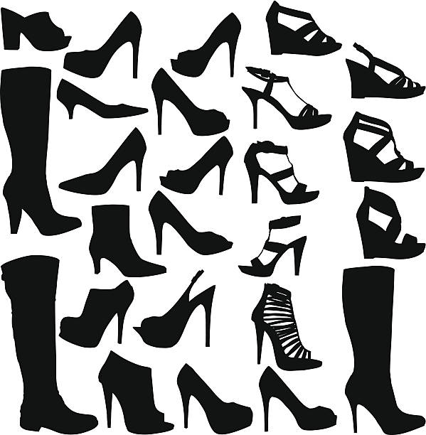 illustrations, cliparts, dessins animés et icônes de collection de chaussures - stiletto pump shoe shoe high heels