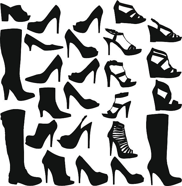 신발 컬렉션 - shoe high heels tall women stock illustrations