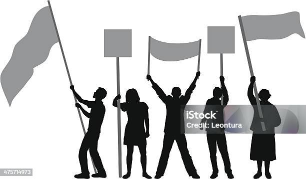 Bandiere E Banner - Immagini vettoriali stock e altre immagini di Sagoma - Controluce - Sagoma - Controluce, Bandiera, Persone