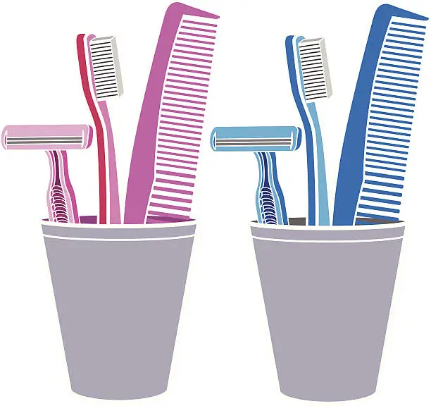 Vector illustration of grooming supplies in a cup