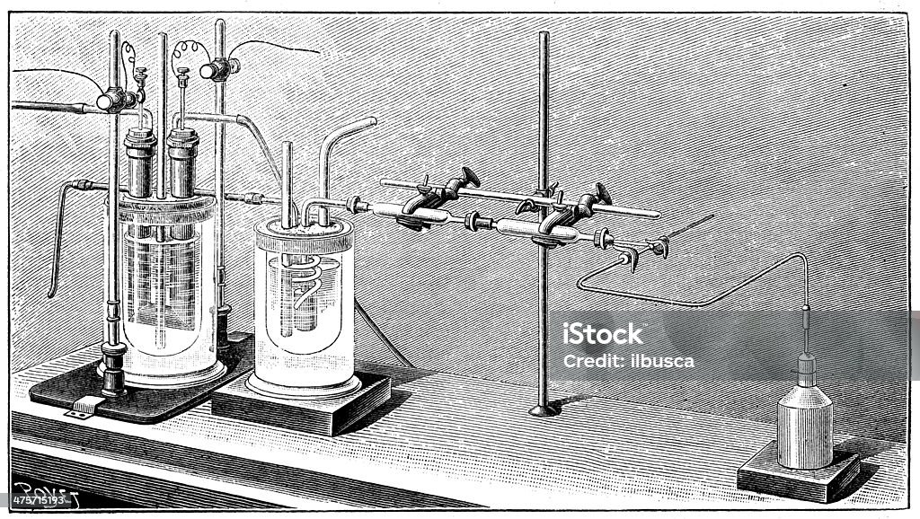 Antigo Ilustração de Química experiência - Ilustração de Antigo royalty-free