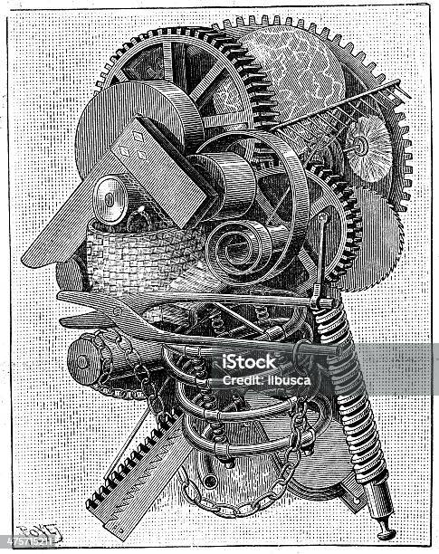 Antique Illustration Of Mechanical Man Stock Illustration - Download Image Now - Robot, Machinery, Retro Style