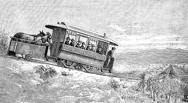 antyczne ilustracja przedstawiająca ontario tramwaj - cable car obrazy stock illustrations