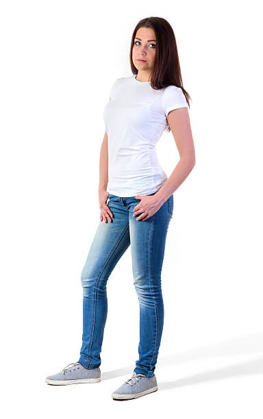 istock Girl in t-shirt mock-up 475716382