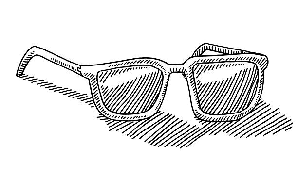 Summer Sunglasses Drawing Hand-drawn vector drawing of a pair of Summer Sunglasses. Black-and-White sketch on a transparent background (.eps-file). Included files are EPS (v10) and Hi-Res JPG. black and white eyeglasses clip art stock illustrations