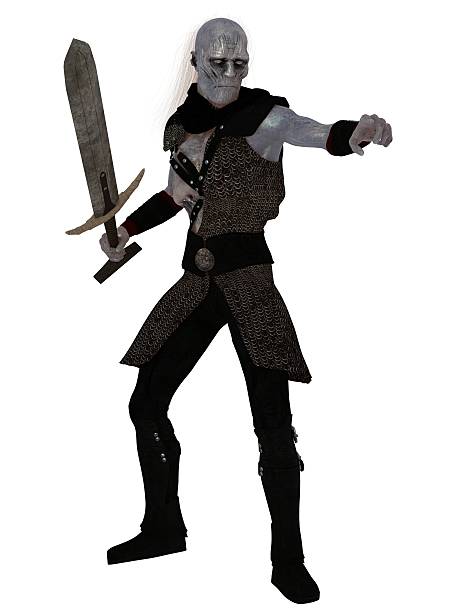 istock Evil blue skinned orc warrior brandishing sword 475719450