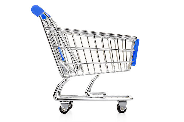 istock Blue shopping cart on white 475719746
