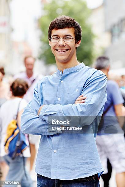 Young Man With Crossed Arms Outdoor Stock Photo - Download Image Now - 2015, Adult, Adults Only