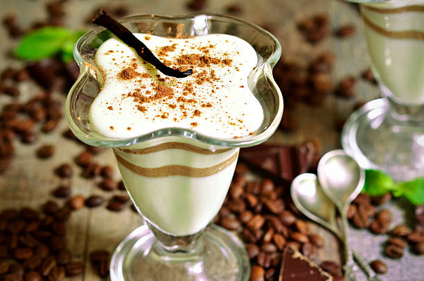 istock Vanilla pannacotta with coffee and chocolate. 475723548