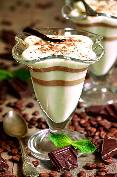 istock Vanilla pannacotta with coffee and chocolate. 475723554