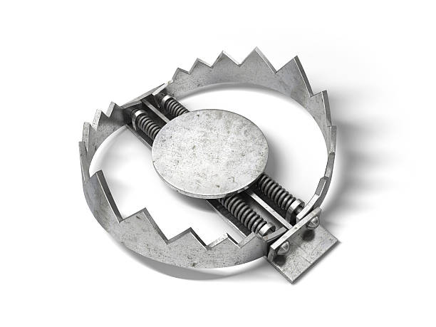 Sharp metal bear trap. 3D illustration. Sharp metal bear trap. 3D illustration. hunting decoy photos stock pictures, royalty-free photos & images