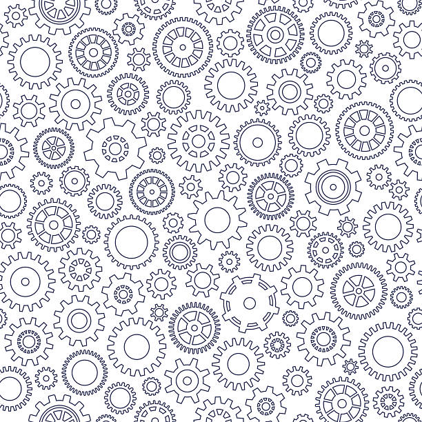 Seamless background with gears Abstract seamless background with gears working backgrounds stock illustrations