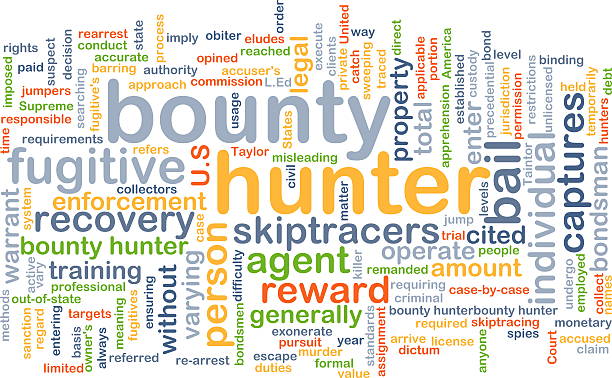 Bounty hunter background concept Background concept wordcloud illustration of bounty hunter bounty hunter stock pictures, royalty-free photos & images