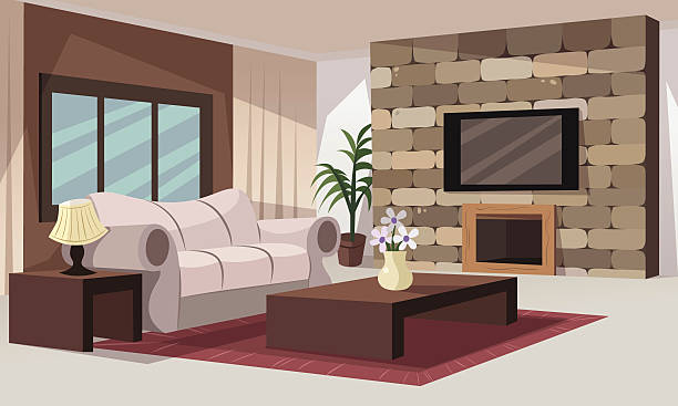 Living Room Avector cartoon of a living room living room stock illustrations