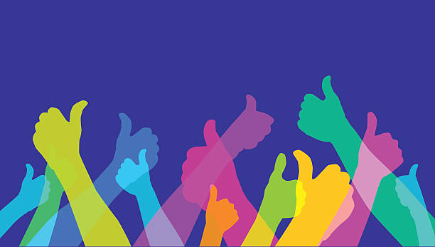 Thumbs up Colourful overlapping silhouettes of hands doing a thumbs up. EPS10 file best in RGB. yes no icon stock illustrations
