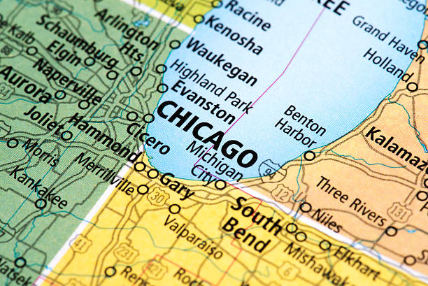 istock Map of Chicago, Illinois State in USA 475731736