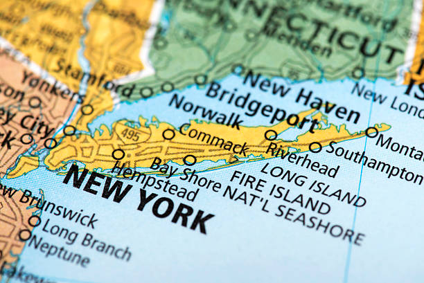 karte von new york, usa - long island stock-fotos und bilder