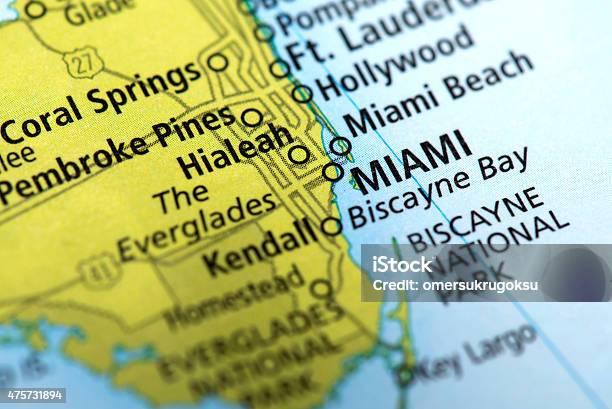 Map Of Miami Florida State In Usa Stock Photo - Download Image Now - Florida - US State, South, Map