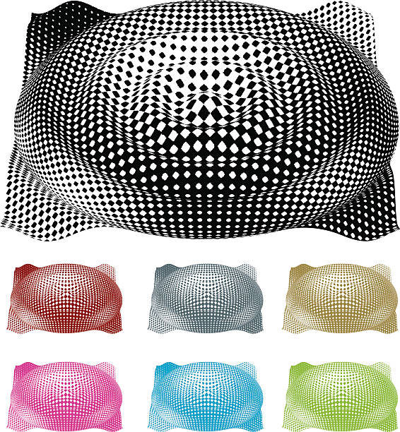 다양 한 색상에에서 3 차원 단추입니다. 하프톤 패턴입니다. - textured sine wave spotted halftone pattern stock illustrations