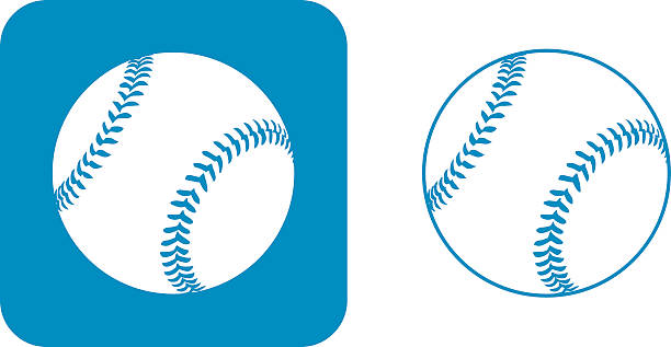 illustrazioni stock, clip art, cartoni animati e icone di tendenza di icone di baseball blu - baseballs