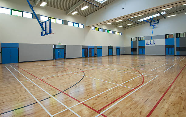 Indoor Basketball Sports Hall Indoor Basketball Sports Hall school gymnasium stock pictures, royalty-free photos & images