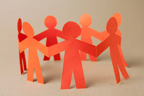 istock Group of paper chain people 475734670