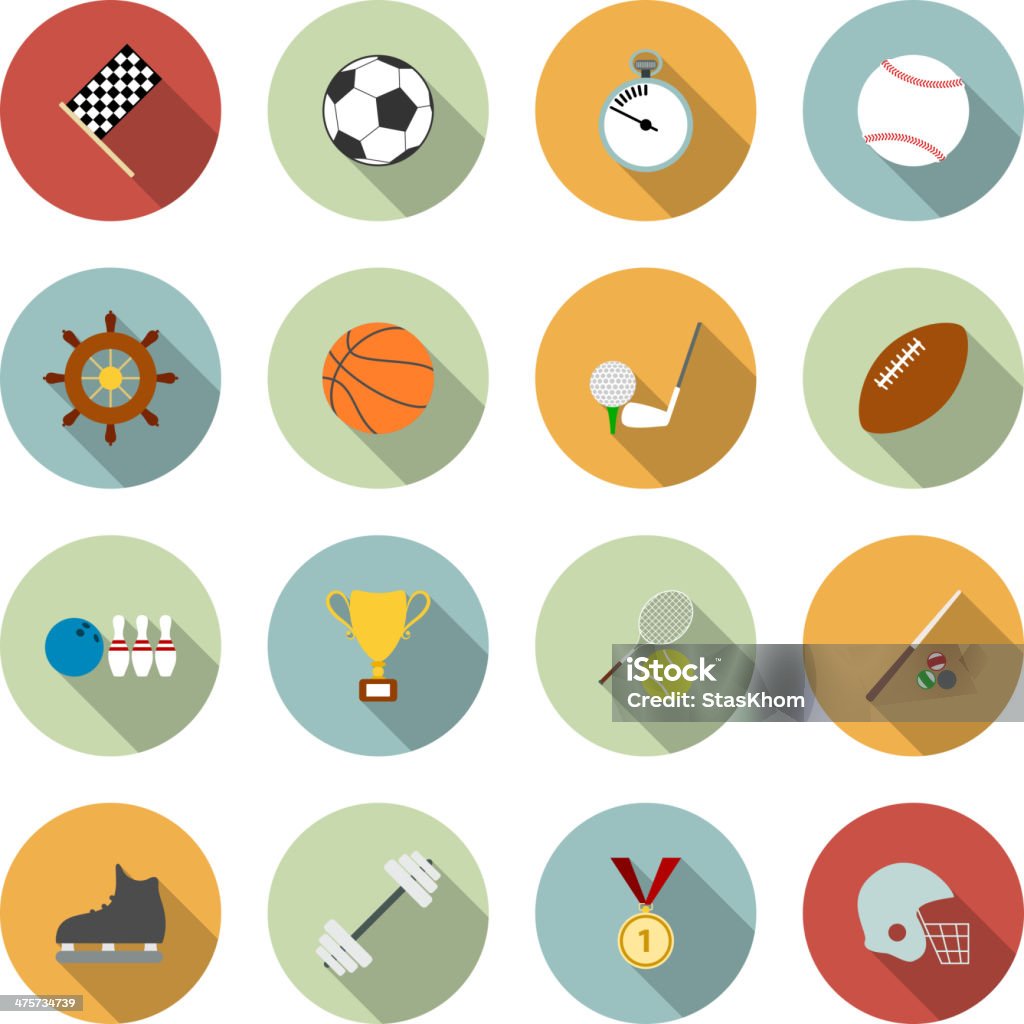 Set of vector sport icons in flat design Flat - Physical Description stock vector