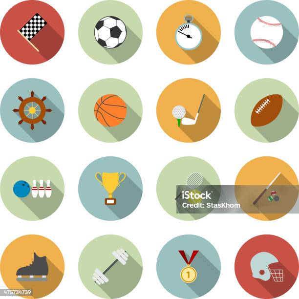 Set Of Vector Sport Icons In Flat Design Stock Illustration - Download Image Now - Flat - Physical Description, Icon Symbol, Soccer