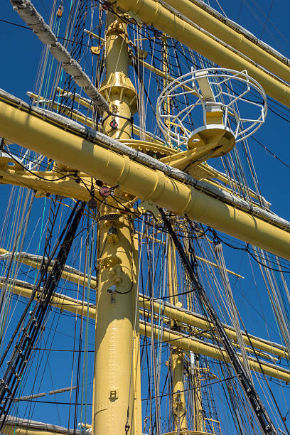 istock Marine rope ladder at pirate ship 475735036
