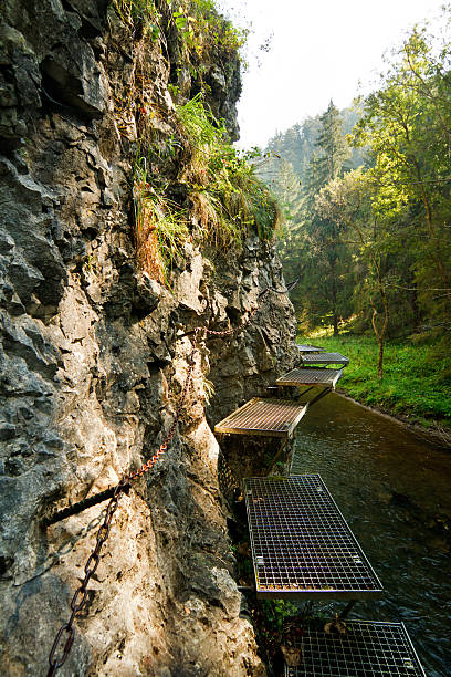 Hiking path in Slovak paradise stock photo